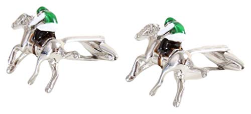 Mancuernillas para Hombre Horse Racing Plata/Verde miniatura 2