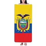 PHAYAH Toalla de forro polar coral absorbente con estampado de bandera de Ecuador para hotel, yoga, gimnasio, ducha, spa, toalla de baño, 68 x 139 cm, dobladillo blanco