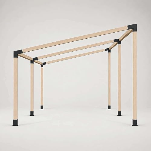 JEXALINE Pergola Kit for 4"x4" Lumber, Heavy Duty Slanted Roof Pergola Brackets with 3-Way & 4-Way Corner Brackets, DIY Gazebo Kit for Outdoor Patio Backyard Garden, Fits Actual 3.6" x 3.6" Wood