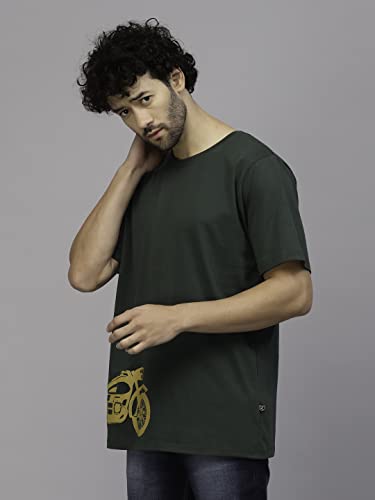 Image of Rigo Back Printed Half Sleeves Round Neck Oversized T-Shirt for Men | Drop Shoulder T-Shirt for Men | Loose Baggy Fit T-Shirt for Men