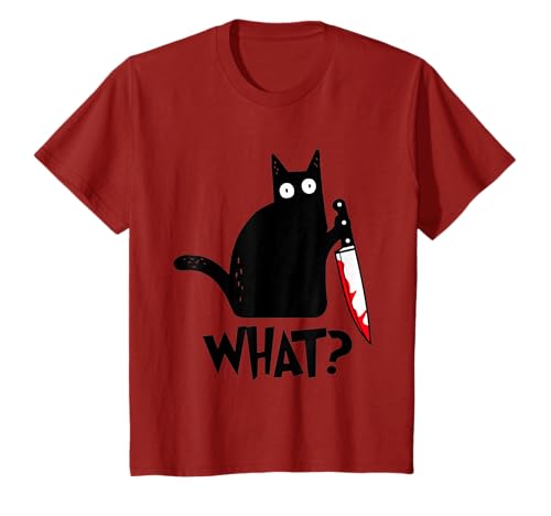 Gato o quê? Gato preto divertido gato com faca t-shirt