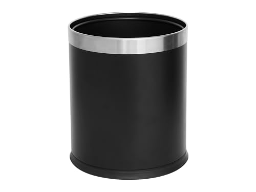 Image of Corby Thornton Double Layer Hotel Waste Trash Can in Black, 9.5Qt