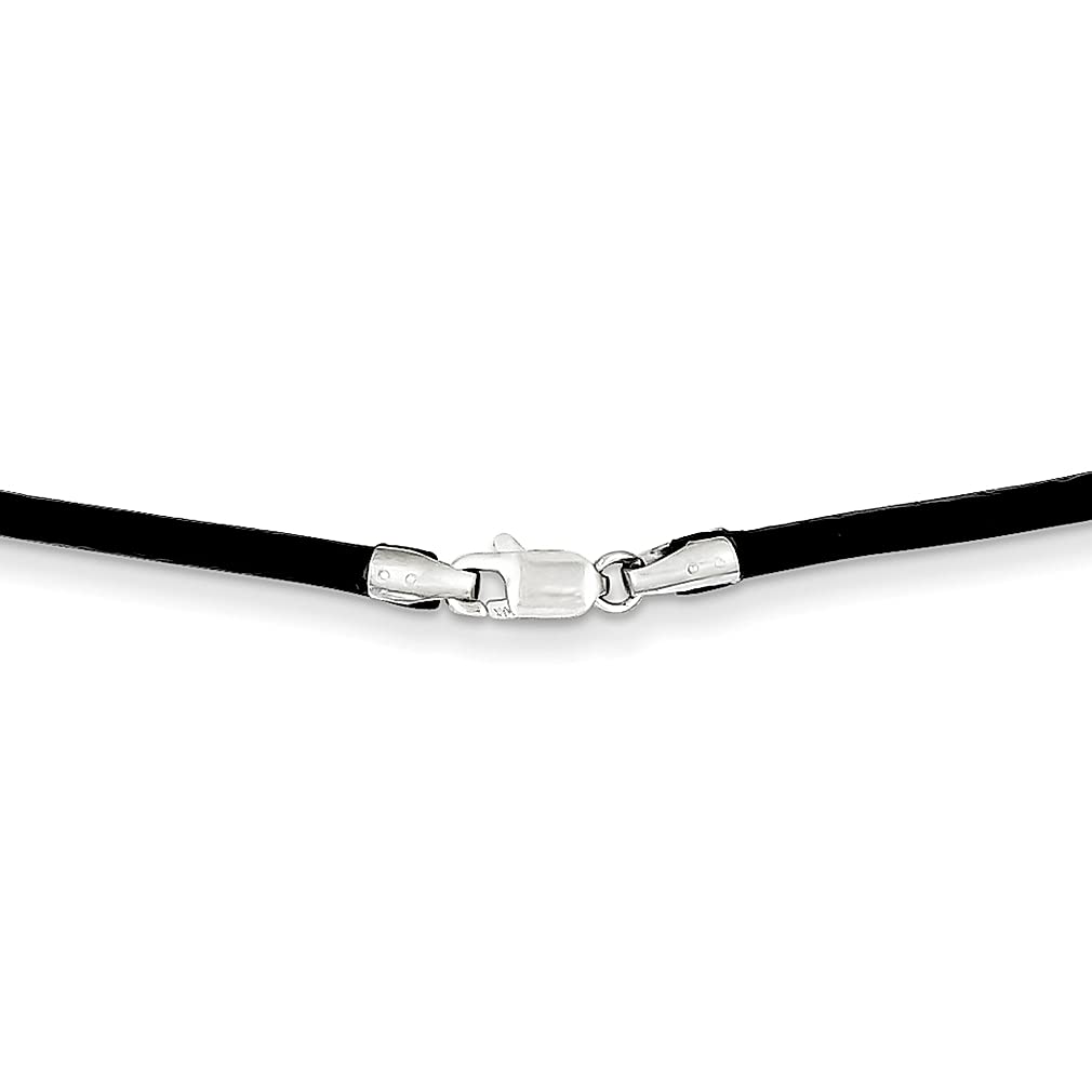 IceCarats14k White Gold 2mm 18 Inch Black Leather Cord Chain Necklace Pendant Charm Fine Jewelry For Women Gifts For Her