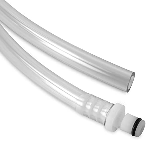 LeLuv Clear Hose and 1/4 inch Barbed Male Fitting for Vacuum Pumps 24 inch Length Collapse-Resistant