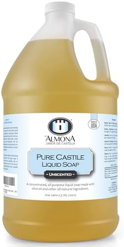 La Almona - Pure Castile Liquid Soap, UNSCENTED, 1 Gallon - Multipurpose: Hands, Face, Body, Laundry, Dishes & More - For Sensitive Skin, All-Natural Ingredients, Fragrance Free