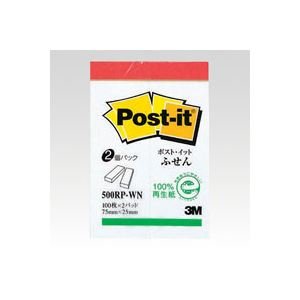 (業務用セット) 住友スリーエム ポストイット(R) 再生紙 2個入り 横25×縦75mm 500RP-WN 白(赤帯) 2個入 【×10セット】