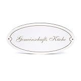 Dekolando Deko Türschild oval - Gemeinschafts Küche - Schild 15 x 7 cm - Schilder Türschilder Namensschilder Wohnung selbstklebend Holzschild Tür Holzschilder