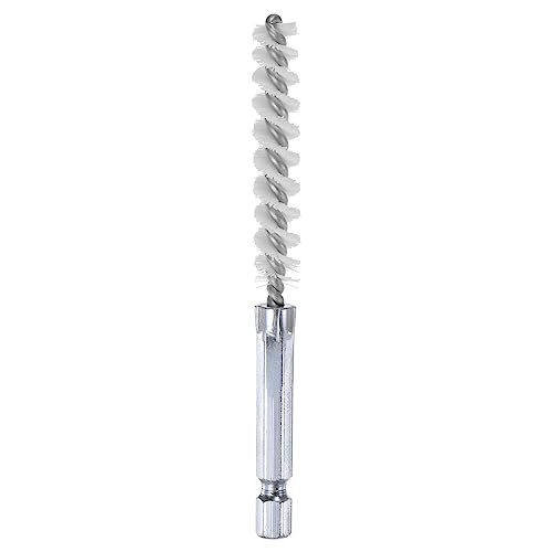 HARFINGTON Nylon Bore Brush 9mm Dia 4" Long Cleaning Twisted Wire Brush with Handle 1/4" Hex Shank for Tubes, Ports, Bearings