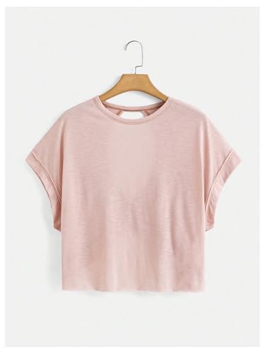 Image of SOLY HUX Women Open Back Tops Workout Backless Tee Casual Athletic Shirts Short Sleeve Oversized Gym T Shirt