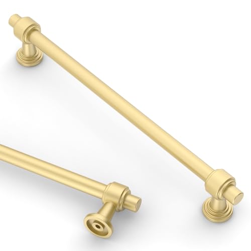 Asidrama 10 Pack 10 Inch(254mm) Brushed Gold Kitchen Cabinet Handles, Cabinet Pulls Kitchen Cabinet Hardware for Cupboard Drawer Pulls