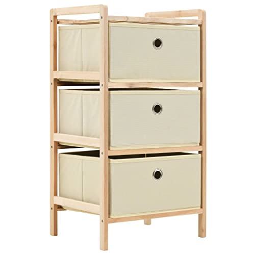 vidaXL Étagère de Rangement 3 Paniers Non Tissés Bois de Cèdre Beige Coffre