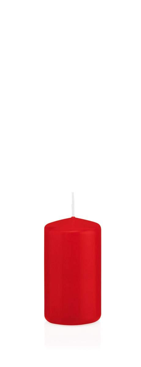 Inna-Glas Red Pillar Candle Maeva, 8Cm, Ø4cm, 12H - Made In Germany - Votive Candle