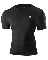 Runhit 1 Pack Kompressionsshirt Herren, Funktionsshirt Schnelltrocknend Sportshirt Atmungsaktiv Laufshirt Männer Kurzarm Sport Baselayer Top Gym Compression T-Shirt für Fitness Laufen Schwarz M