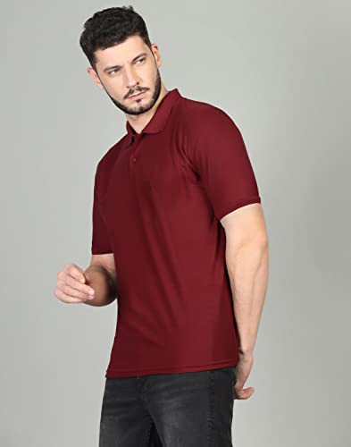 Image of INKKR Men's Solid Regular Fit T-Shirt (Polo Maroon-Orange-Yellow-P.Green-L