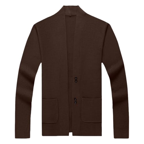 Men's Long Sleeve Cardigan Shawl Collar Button Up Sweater Soft Fall Winter Cardigan Mens Light Sweater with2