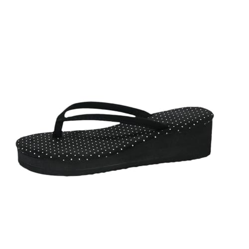 ZTFYKLIN Chanclas Doradas Mujer Zapatos De Playa Para Mujer, Sandalias Con Clip En La Punta (Black, 35) Verano Plataforma 43 Esparto Pie Ancho Cuña Pene Suela Corcho Cuñas Dedo Zapatillas Casa