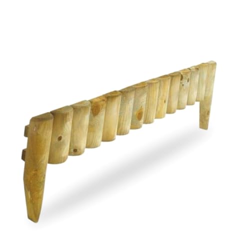 Garden Border Fence 1M Wooden Fixed Picket Fence Decorative Fences for Lawn Edging Garden Edging, Planters Flower Beds Patio & Pathway Borders Natural Wood Outdoor Landscaping