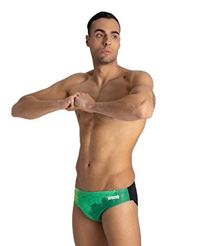 Arena Spraypaint MaxLife Brief Swimsuit, Green - Black, 24