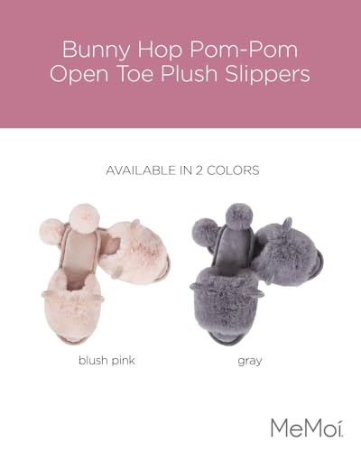 MeMoi Bunny Hop Pom-Pom Open Toe Plush Slippers2