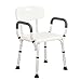 Ybaymy - Sgabello per vasca da bagno e doccia, con bracciolo, sedile imbottito, seduta ergonomica, per anziani disabili, 47 x 41 x 76 cm