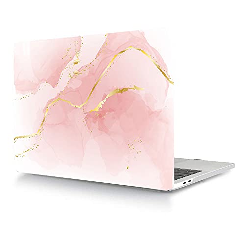 Bandless Hülle Kompatibel mit MacBook Air 13 Zoll 2020 2019 2018(Modell: A2337 M1 A2179 A1932), Plastik Laptop Hartschale Schutzhülle Kompatibel mit Mac Air 13 Retina mit Touch ID - Rosa Marmor Cover