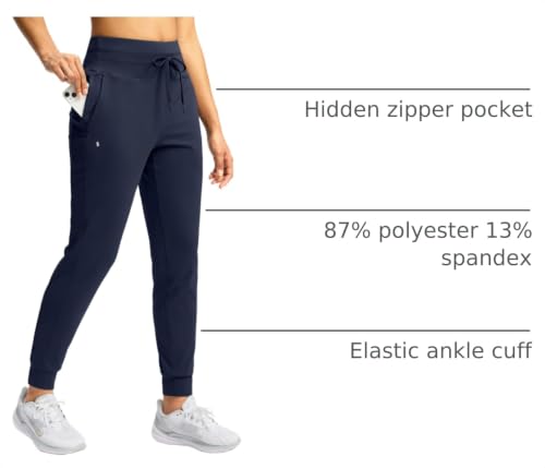 Image of Soothfeel Womens Joggers with Zipper Pockets High Waisted Sweatpants Athletic Leggings Pants for Workout Running Yoga