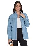 American Denim Shirt Women, Denim Tops Shacket Plus Size, Oversized Button Down Shirts for Women XS-3X