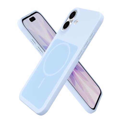 Coque iPhone 17 en gel silicone souple bleu clair magnétique Oakxco pour femmes