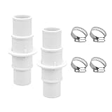 プールホースコネクタカップリングアダプタ 1-1/4インチまたは1-1/2インチアダプタパーツ ポータブル ホースクランプ4個付き 12x3.8 cm