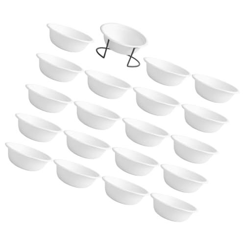 SEWACC Set Ciotole Monouso per Animali Domestici in Carta Ecologica 20 Pezzi con Supporto Nero Apribile Ciotole Multifunzione per Cibo Secco e Umido e Acqua Adatte per Gatti e Cani