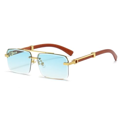Image of Gleyemor Mens Sunglasses Fashion Rimless Rectangle Sunglasses Square Frameless Sunglasses for Men