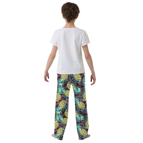 ZZXXB Pineapples Fruit Boys Long Pants Soft Trousers Elastic Waist Kids Lounge Bottoms with Pockets S-XL3