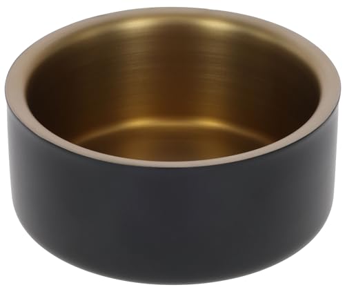 Kerbl Pet Ciotola in Acciaio Inox Golden, per Cani e Gatti, Acciaio Inossidabile, Regolazione della Temperatura, Antiscivolo, Lavabile in lavastoviglie, Nero, Oro, 5.7 cm