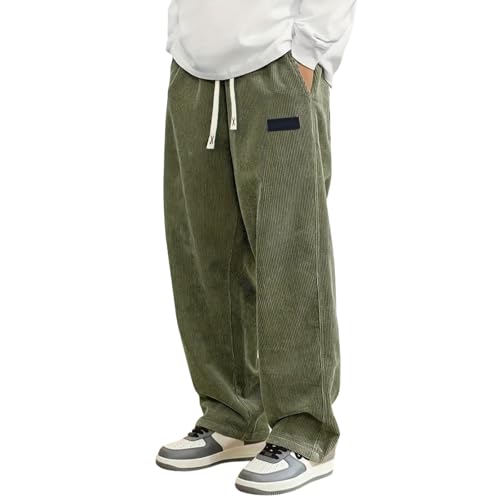 Pantalon Pana Hombre Pantalón Holgado Pantalones de Pana Cintura con Cordón Casuales Elásticos Cálido y Cómodo Pantalones de Pana Hombre