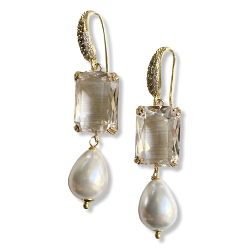 Orecchini con cristalli e pietre dure (Perla)