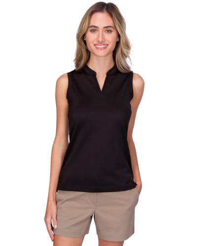 Image of Three Sixty Six Womens Quick Dry Polo Shirt - Sleeveless and Collarless Golf Shirts w / 4-Way Stretch Fabric and UV Protection
