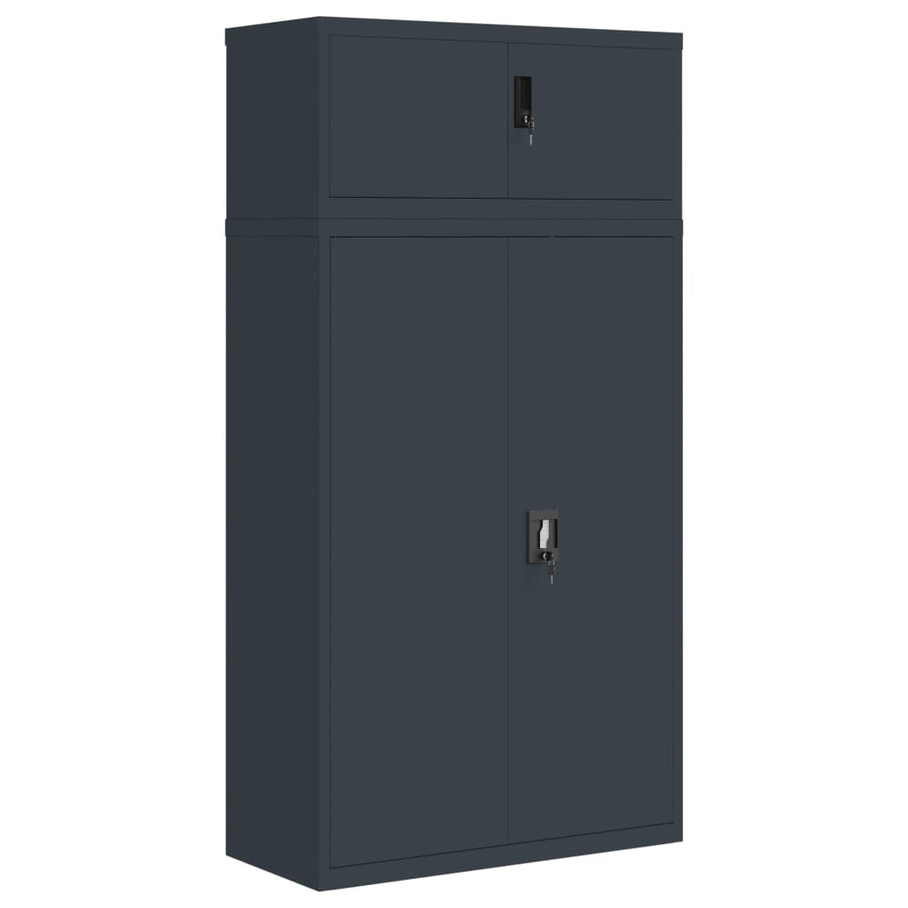 Armadio Classificatore in Acciaio con Serratura 90x40x180 cm | Mobile contenitore da ufficio e studio con 3 ripiani regolabili e struttura robusta in metallo verniciato antracite.