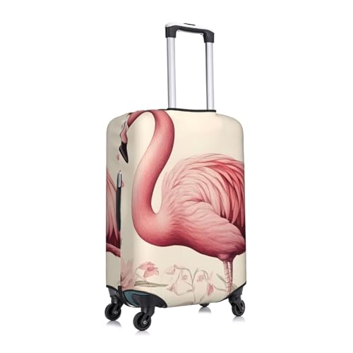 Flamingo And Leaves Elastic Travel Luggage Cover, Washable Spandex Suitcase Protector, Anti-Scratch Fits 18-32 Inch3