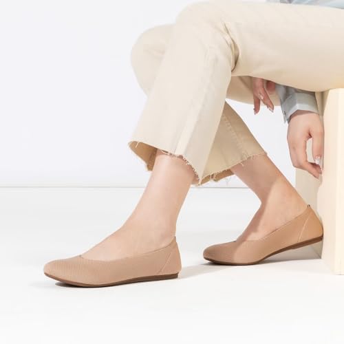 Image of Frank Mully Women's Ballet Flat Shoes Knit Dress Shoes Round Toe Slip On Ballerina Flats for Woman Low Wedge Comfort Soft