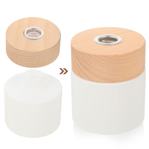 Botella difusora de vidrio mate de 100 ml con tapa de madera para ambientador 8