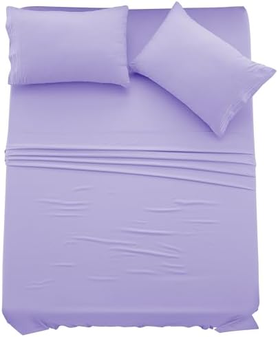 LUX Décor King Sheet Set - 4 Piece Ultra-Soft Microfiber Bed Sheets with Flat Sheet, 16 Inches Deep Pocket Fitted Sheet & Pillowcases, Cooling & Breathable, Hotel Luxury, Oeko-TEX - Lavender