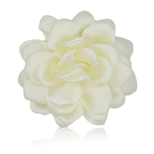 ZUWIJEQ Broches Para Ropa Mujer, Broche De Flor De Rosa,Flores Para Vestidos De Fiesta,Grande,Pinza Para El Pelo,Horquilla Con Flor,Elegante Broche De Solapa Floral Para Boda,Fiesta,Baile(Blanquecino)