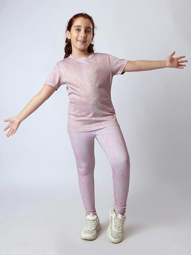 Image of Girl's Activewear Workout Set 2 Piece Athletic Sets Dry Fit Printed Tees And Leggings Yoga Running Dance 4-14Y