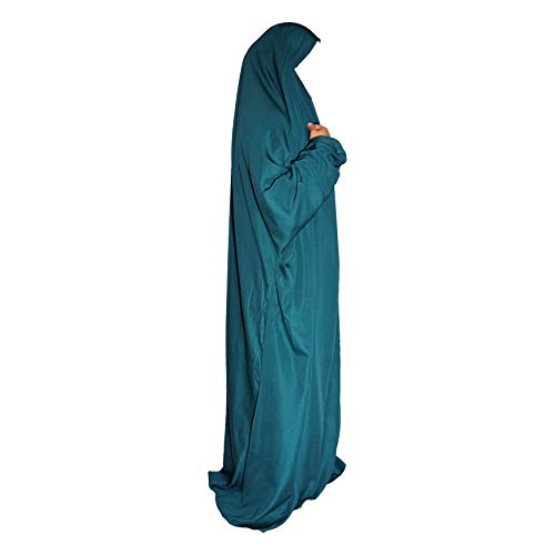 Yaqeen Jilbab une pièce avec poignets et bandeau élastiques - Turquoise - Taille Unique Cover