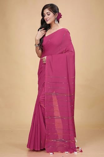 Image of Women's Traditional Bengal Handloom Soft Cotton Khesh Saree