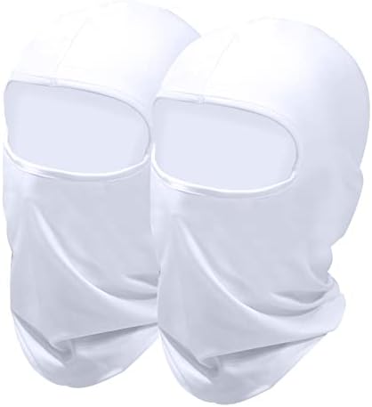 SHEVERCH 2 Pack White Ski Mask UV Protection Lightweight Shiesty Mask Balaclava Face Mask Men Women Motorcycling