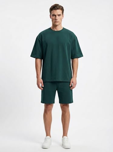 Image of Kvetoo Men Cotton T Shirt and Shorts Set Co Ord Set for Men Summer Casual Lounge Wear Gym Workout T Shirt Shorts Combo Half Sleeve Comfortable Cotton Outfit