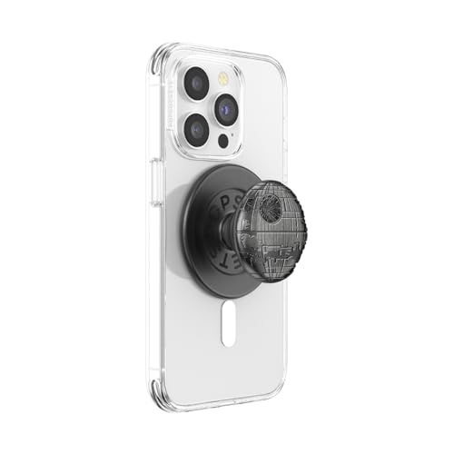 PopSockets Phone Grip for MagSafe with Kickstand Magnetic Stand Swappable Top Secure Hold for iPhone MagSafe Cases Phone & Tablet Grip Starwars - Enamel Death Star Dimensional