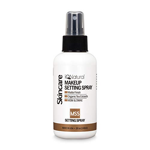 Mineral Makeup Setting Spray, Hydrating Mist with Green Tea Extract, Refreshing Antioxidants for Anti-Aging, Large 4oz size, by IQ Natural
