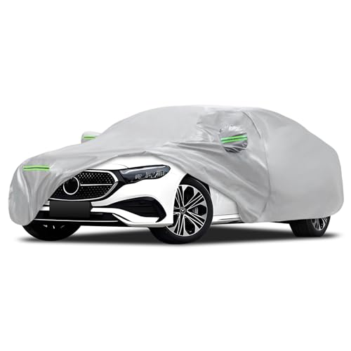 Image of Car Cover Fit for Mercedes Benz E-Class Sedan E300 E350 E450 /E43 E53 E63 AMG (2006-2026), Migaven Waterproof Full Exterior Cover Sun Rain Protection with Door Zipper, Silver